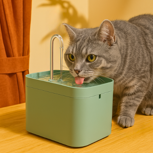 Fontaine-a-eau-pour-chat-vert-automatique_