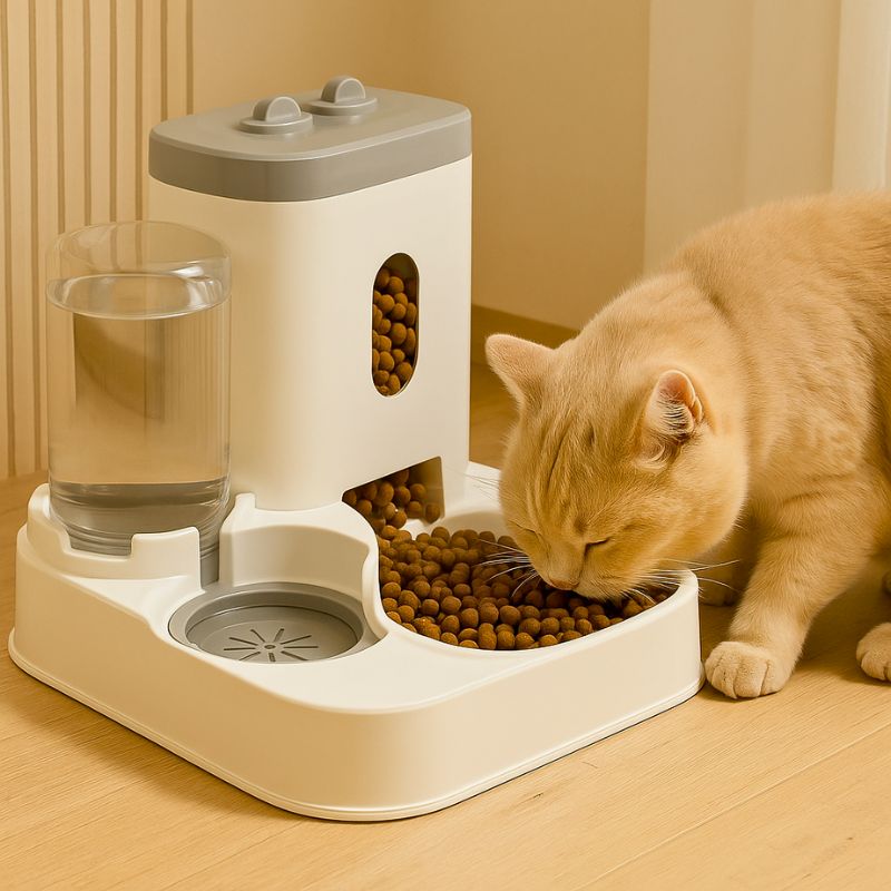 Gamelle Automatique Chat 2-en-1 Croquettes + Eau | Districroc™