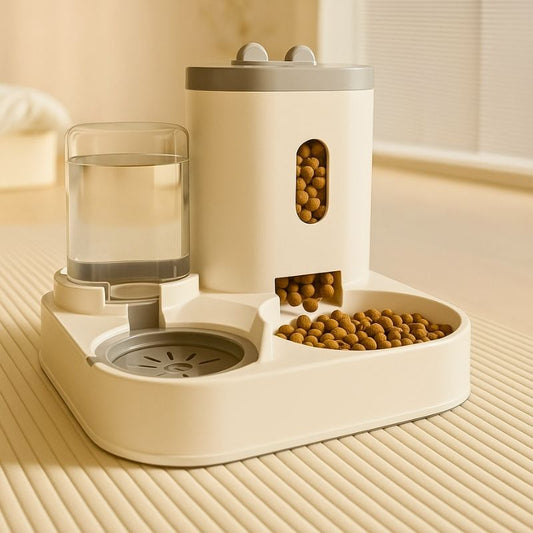  Gamelle automatique 2-en-1 Districroc pour chat avec eau et croquettes