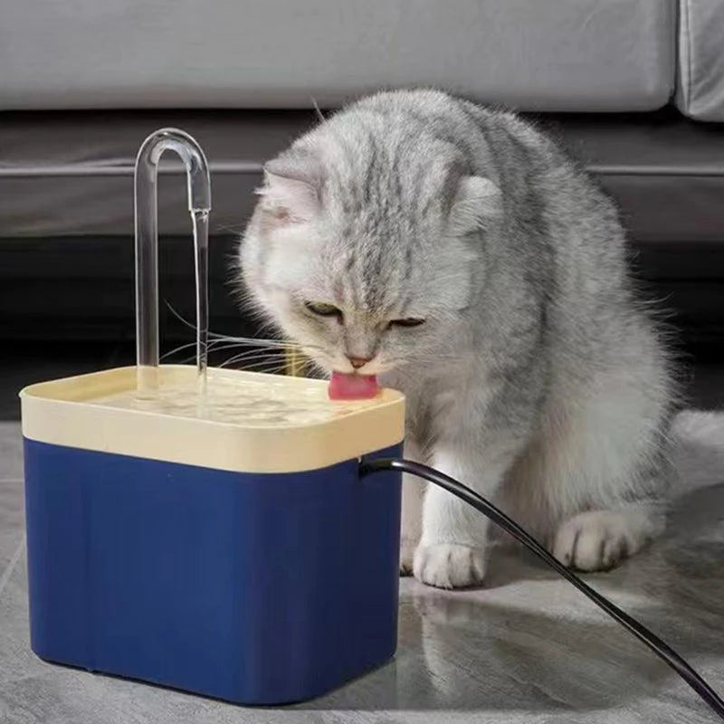 Fontaine à eau chat design, pompe silencieuse bleue
